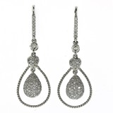 18Kt White Gold Diamond Pave Drop Earrings